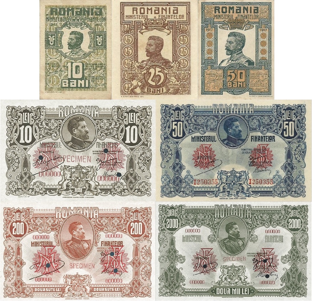 Bancnote românești cu portretul regelui Ferdinand I și valori mari emise în timpul și după Primul Război Mondial