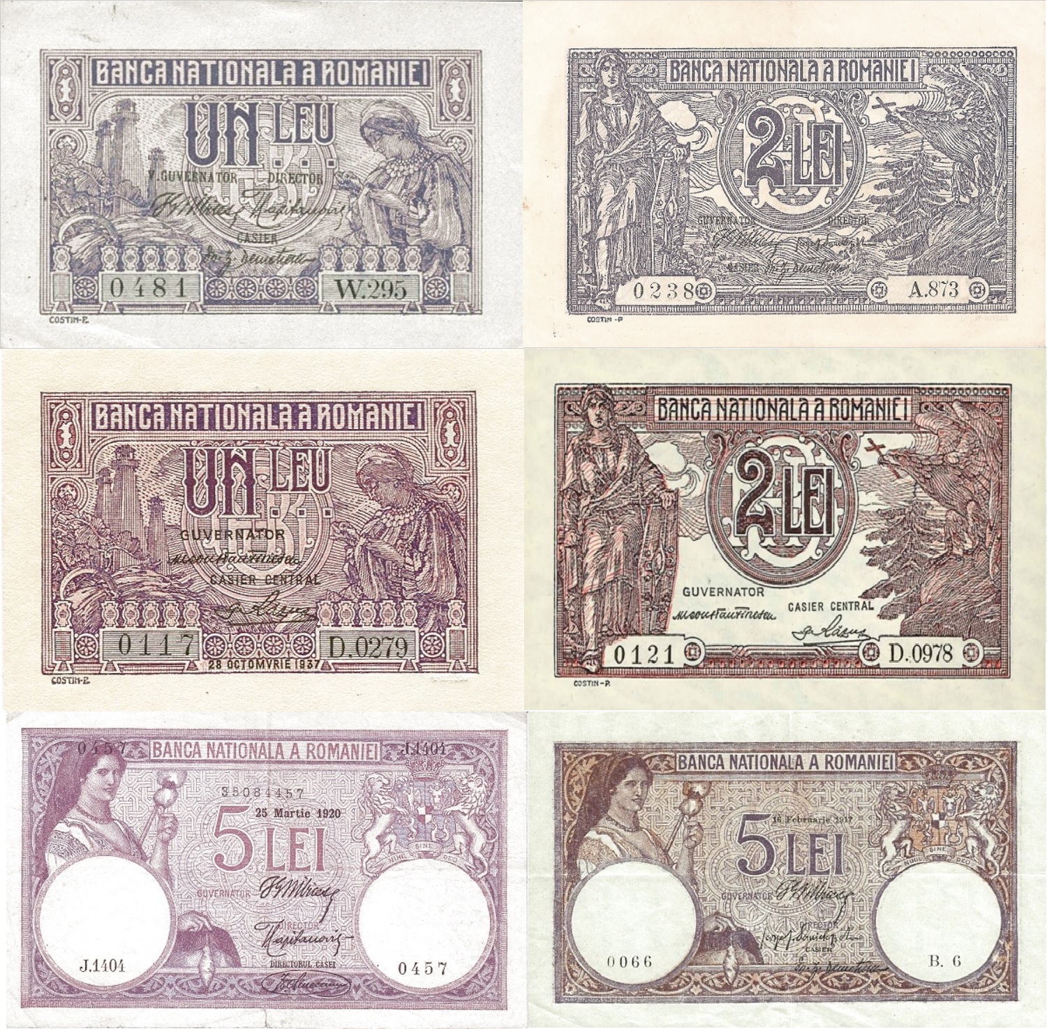 Bancnote românești de la sfârșitul secolului XIX și începutul secolului XX, cu portrete și steme regale